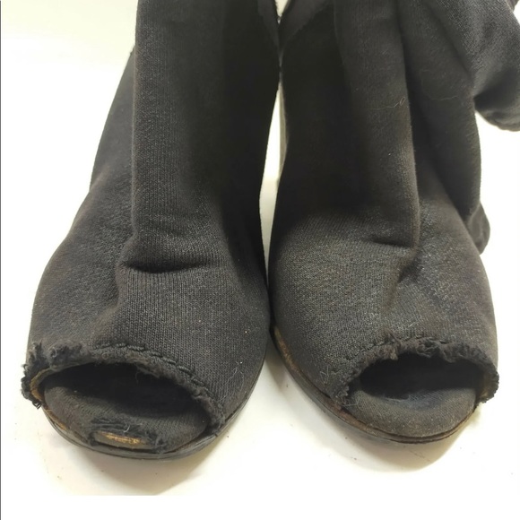 CHANEL Vintage Black Open Toe Wedge Boots - SZ 36 / 6 - Picture 5 of 7